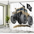 thumbnail image 5 of Ambesonne Cartoon Shower Curtain, Off Road Savannah Truck, 69"Wx84"L, Brown and Grey, 5 of 5