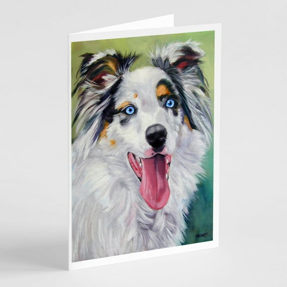 Australian Shepherd Blue Eyes Greeting Cards and Envelopes Pack of 8