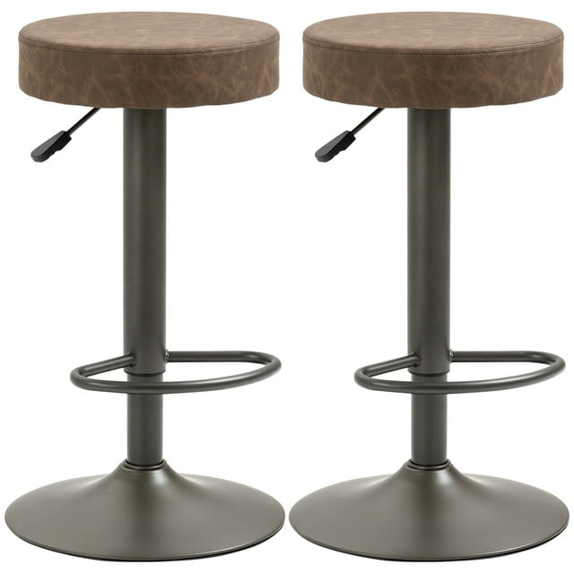 HOMCOM Tabourets de Bar Modernes Réglables, Ensemble de 2, Tabourets Pivotants, Brun