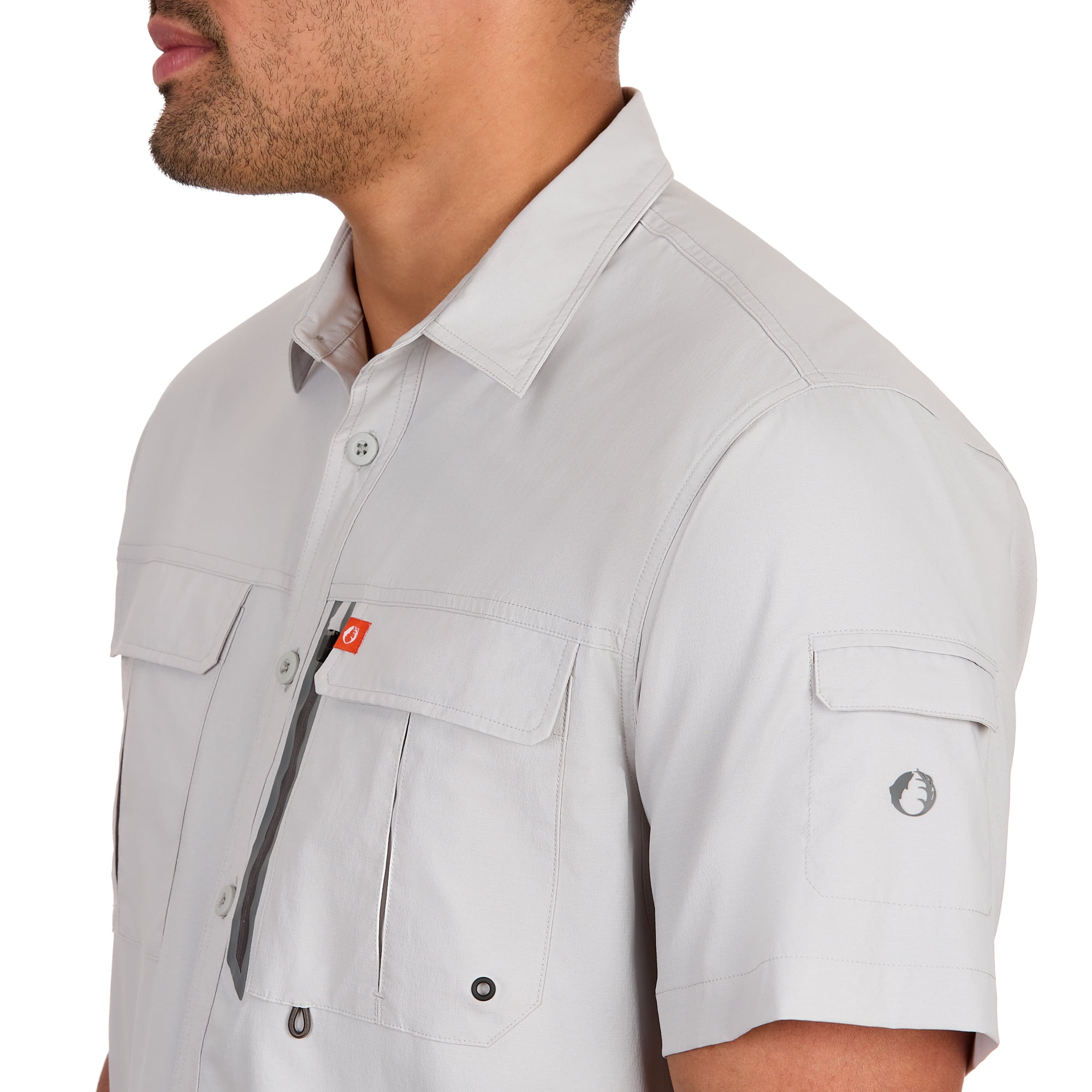 The American Outdoorsman Blackfoot River Fishing Shirt, Short Sleeve - Quick Dry, UPF 30 UV Protection, Modern Fit, Breathable Eyelets and Waterproof Chest Zip Multiple Pocket (High Rise, XL)