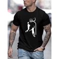 thumbnail image 1 of Camiseta de manga corta con estampado de siluetas de baloncesto saltando, informal, cómoda y versátil, ideal para el día a día de primavera/verano., 1 of 9