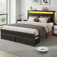 thumbnail image 6 of Bolvdo Queen Bed Frame with Headboard & Footboard, Charging Station, LED Lights, 2 Storage Drawers, Noise-Free, No Box Spring Needed, Classic Black, 6 of 7
