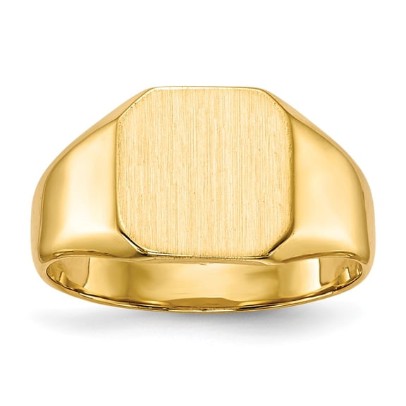 14K Yellow Gold Ring Band Signet 9.5x9.5mm Closed Back