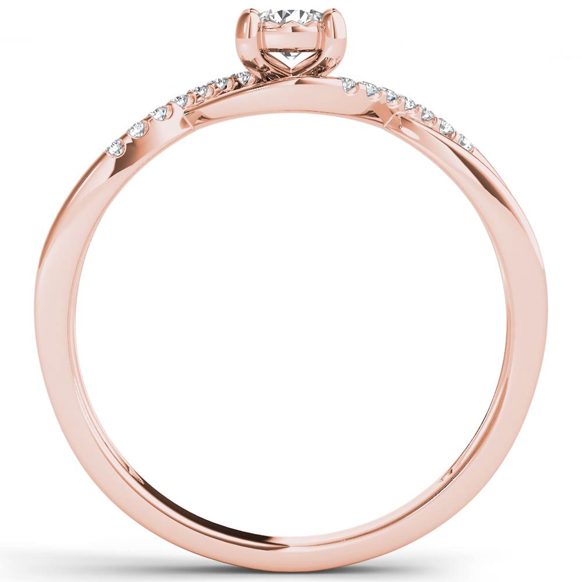 1/20Ct TDW Diamond 10K Rose Gold Criss-Cross Engagement Ring