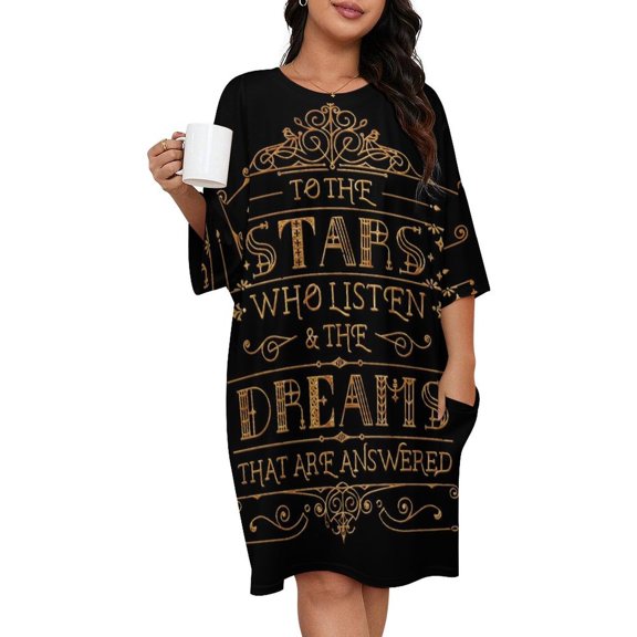 To The Stars Who Listen Sleepshirts For Sleeping Travels Loose Sleepdress Pajama Dress Soft Nightdress Sleepwear