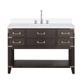 thumbnail image 3 of Norwalk 48 in W x 22 in D Brown Oak Single Bath Vanity, White Quartz Top, and Faucet Set, 3 of 7