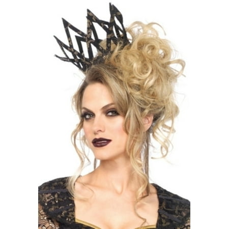Leg Avenue Women's Lace Crown, Black/Gold, One