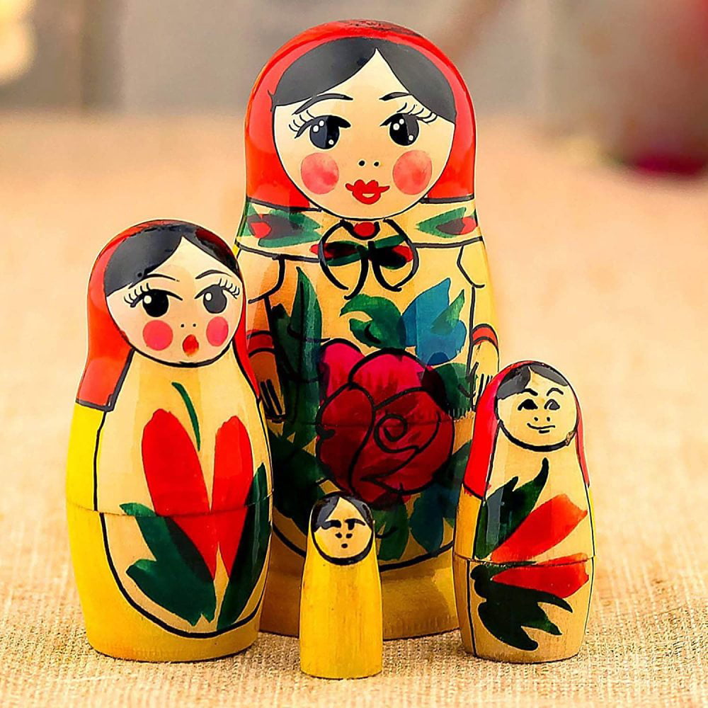 Hand painted in Russia 2.5'' Russian Semenov Nesting dolls Matryoshka set 3 pcs 