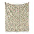 thumbnail image 1 of Botanical Soft Flannel Fleece Throw Blanket, Pastel Meadow Blossoms Revival Rose Buds Leaves Aster Garden Art, Cozy Plush for Indoor and Outdoor Use, 60" x 80", Blush Lime Green Mustard, by Ambesonne, 1 of 5