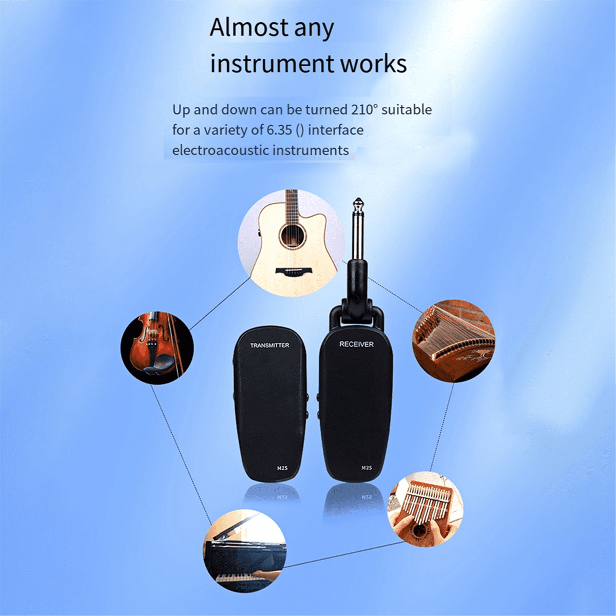 Wireless Guitar Bass Transmitter Receiver System Rechargeable Portable Audio Transmitter for Electric Guitar Bass