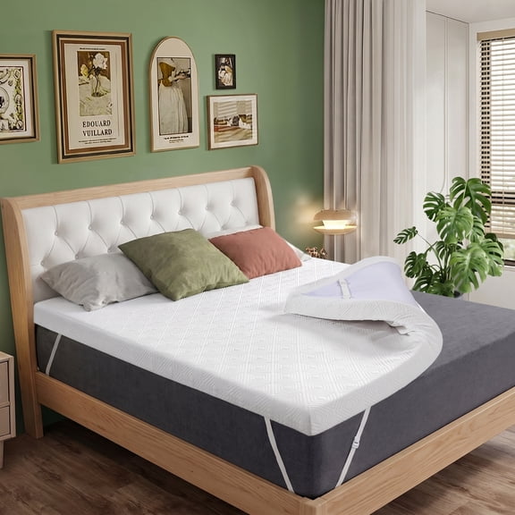 Sailvan Twin XL Mattress Topper, 3 Inch Cooling Memory Foam Mattress Topper Twin XL Size, With Washable Bamboo Fiber Cover, For College Dorm, Home, Gel Infused, Anti-slip & Breathable