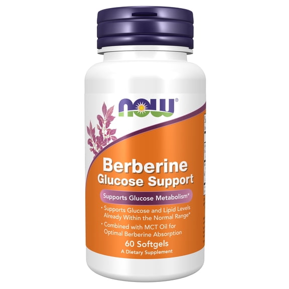 NOW Supplements, Berberine Glucose Support, Combined with MCT Oil for Optimal Berberine Absorption, 60 Softgels