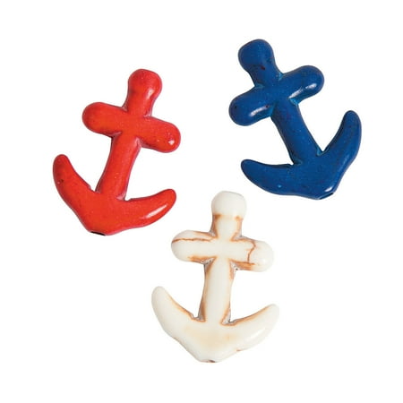 Saint Patricks Day Beads - Fun Express - Patriotic Anchor Stone Beads for Fourth of July - Craft Supplies - Adult Beading - Natural Beads - Fourth of July - 24 Pieces