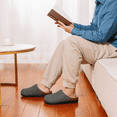 thumbnail image 4 of LongBay Men's Fuzzy Sherpa Lined Slippers Warm Memory Foam Non-slip Slippers Slip-on House Shoes for Indoor Outdoor, 4 of 5
