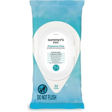 Summer's Eve Fragrance Free Gentle Daily Feminine Wipes, Removes Odor, pH balanced, 32 Count