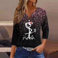 thumbnail image 1 of Fiudx Ofertas Del Día Camiseta Holgada de Manga 3/4 con Cuello En V y Estampado Navideño Informal a La Moda para Mujer, 1 of 5