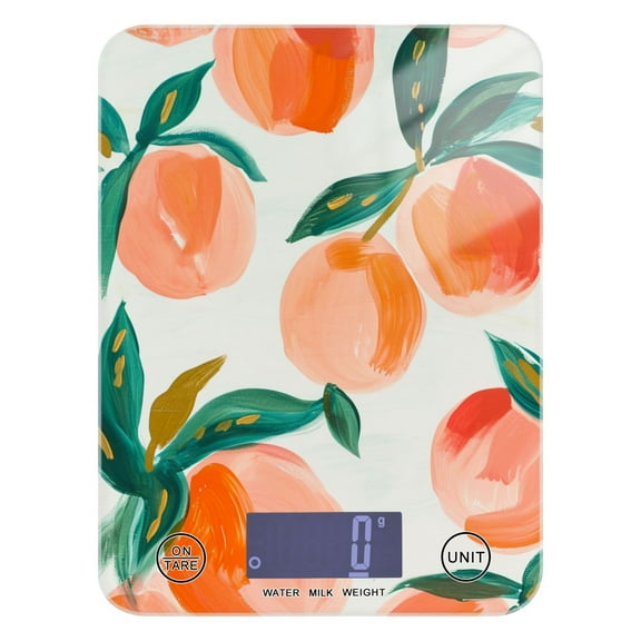 Peaches Food Scale Digital Kitchen Scale Waterproof Tempered Glass Tare Function 11 lb for Baking Cooking Meal Prep