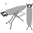 thumbnail image 2 of Ironing Board, Compact Iron Board with Cord Holder, Steam Iron Rest and Bottom Storage Tray, 9 Adjustable Heights & 3 Layer Cover, Folding Heavy Duty Ironing Board 52X14, Gray, 2 of 9