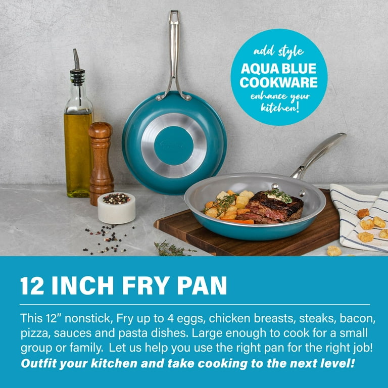 Gotham Steel 12 in. Aqua Blue Aluminum Ceramic Nonstick Frying Pan