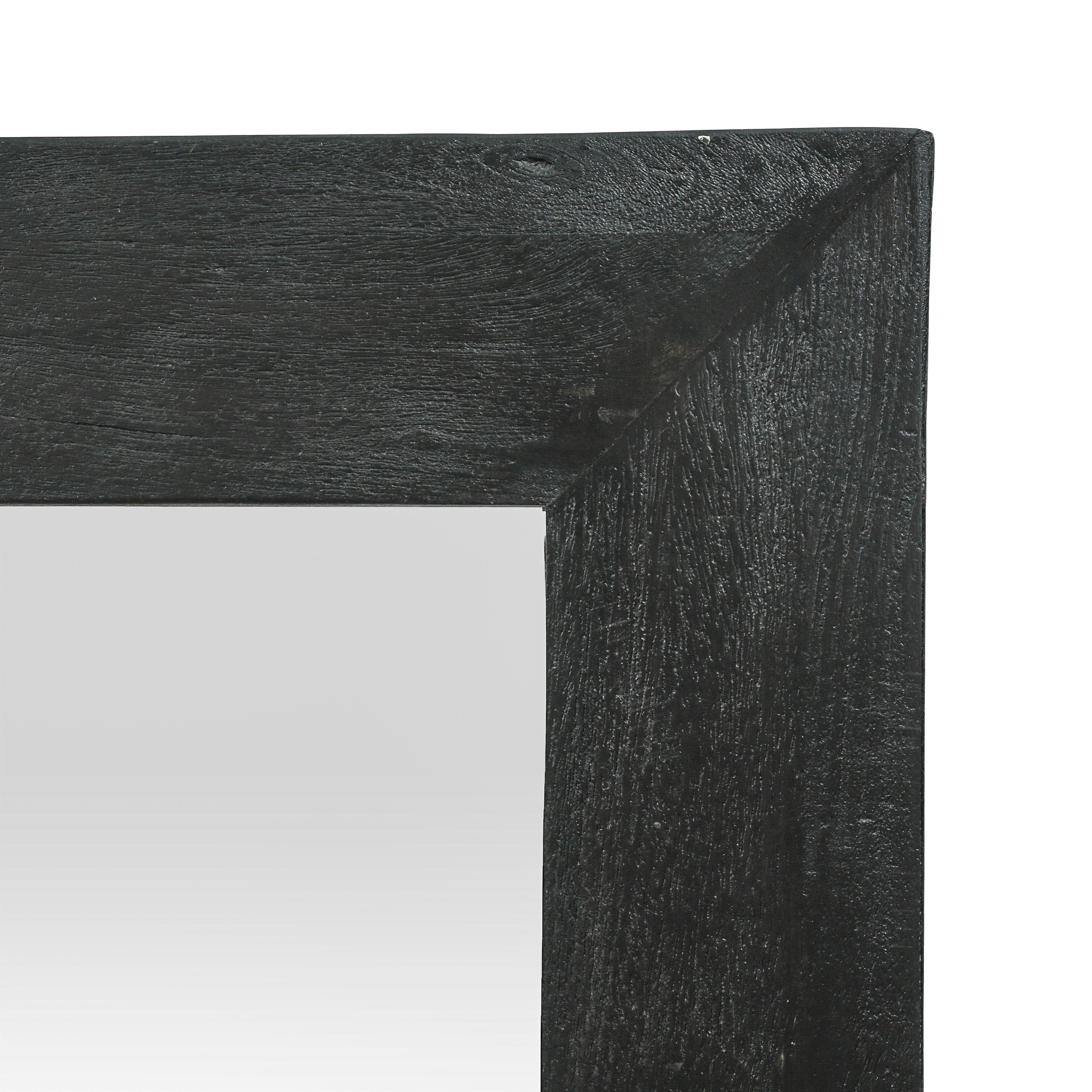 Noble House Froid Rustic Handcrafted Mango Wood Full Length Standing Mirror, Black and Brown