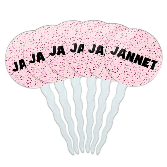 Jannet Cupcake Picks Toppers - Set of 6 - Pink Speckles