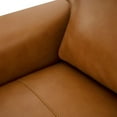 thumbnail image 5 of Naomi Home Siggy Genuine Leather Loveseat Sofa - Luxurious Comfort, Goose Feather Cushion Filling, Square Arm Design, Sturdy Block Legs, Elegant Tan - Ideal for Living Room, Office, or Bedroom, 5 of 12