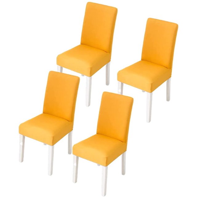 CANDeal 4PCS Dining Room Chair Covers Slipcovers Set, Spandex Fabric Fit Stretch Removable Washable Short Kitchen Chair Covers Protector for Dining Room, Hotel