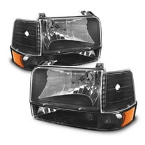 AKKON - For 92-96 Ford Bronco F150 F250 F350 OE Style Black Housing Headlights   Corner Signal Lights