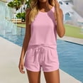 thumbnail image 2 of Zedker Shorts Sets Women Outfits Sleeveless-neck Casual Loose Top Shorts Set with Pockets Pink XL, 2 of 6
