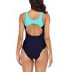 thumbnail image 4 of Traje de baño deportivo para mujer Cuello redondo Ahueca hacia fuera el color de la espalda Traje de baño de una pieza en contraste Verde M, 4 of 6
