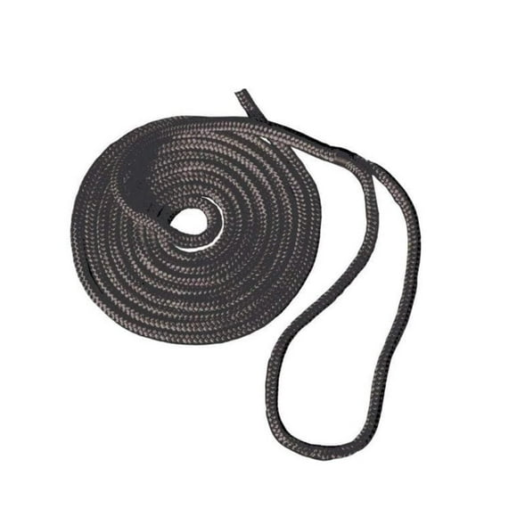 Premium Double Braid Nylon Dock Line with Eye Splice, 1/2" x 25' Boat Rope Docking Line,Black Mooring Rope Dockline for Boat Kayak