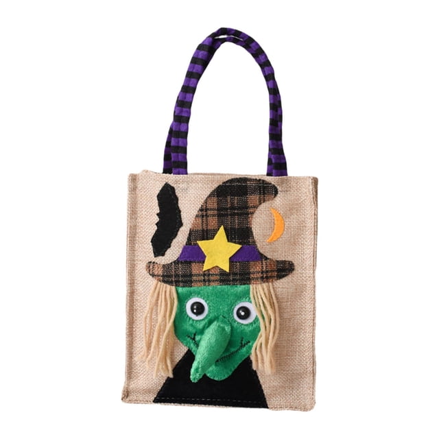 Bolsa de mano multiusos reutilizable con asa para truco o trato, ideal como recuerdo de fiesta. Bruja