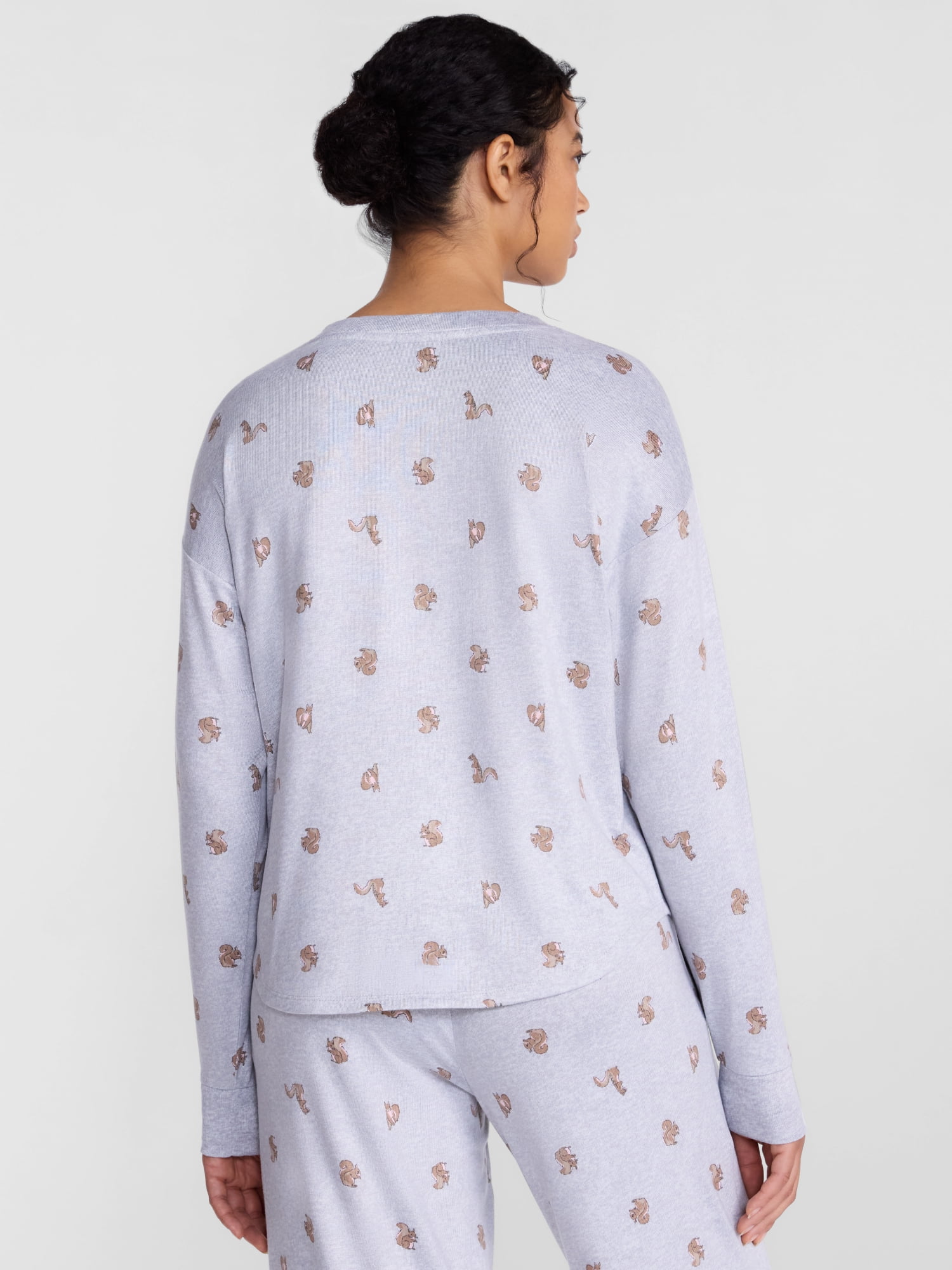Joyspun Women's Cozy Lounge Collection Hacci Long Sleeve Henley Sleep Top, Sizes XS to 3X