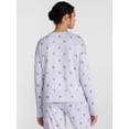 thumbnail image 4 of Joyspun Women's Cozy Lounge Collection Hacci Long Sleeve Henley Sleep Top, Sizes XS to 3X, 4 of 6