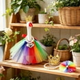 thumbnail image 7 of Gumesh Rainbow Porch Goose Outfit Goose Outfit Lawn Geese Costume Clothes Pearl Tie Fits 23" Cement Geese Statue for Pride Month Outdoor Garden Yard Patio Art Decor, 7 of 7