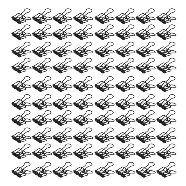 80 clips huecos para carpetas de 0,7 pulgadas, metal resistente, huecos, abrazaderas de papel de sujeción fuertes para el estudio de la oficina en el hogar, color negro
