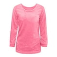 thumbnail image 4 of AherBiu Plus Size Fleece Tops for Women Lightweight Basic Top Tees Crew Neck Long Sleeve Solid Color Pajamas, 4 of 5