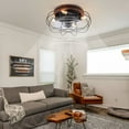 thumbnail image 2 of Miumaeov 18" Ceiling Fans with Lights Remote Control, Caged Bladeless Ceiling Fan with 3 Wind Speed Timer Control, Enclosed Flush Mount Low Profile Ceiling Fan for Kitchen Bedroom, Black, 2 of 9