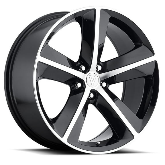 Dodge Challenger Custom Wheel 20x9 inch 5-115 Bolt-Pattern 20 Offset Gloss Black Machined Face Rim Style 5 Spoke for Car