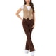thumbnail image 2 of Chaleco de mezclilla sin mangas para mujer INSPIRE CHIC, con cuello en V y botones, casual, talla L, color caqui, 2 of 6