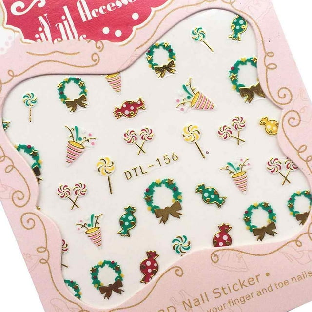 Nails Art Sticker Merry Christmas 3D Golden Elements sticker tips Manicura Nail Wrap Sticker Tips DIY Manicura Stickers Tool