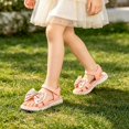 thumbnail image 3 of SGMVNU Girls' Sandals with Big Bowknot, Open Toe Soft Sole Flat Elegant Flower Girl Dress Shoes Beach Summer Casual Sandal, Size 11-12 Years , Pink, 3 of 6