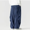 thumbnail image 4 of LMOIPLI Loose Cargo Parachute Pants with Drawstring Pockets Comfortable Wide Leg Casual Trousers Fashionable Outdoor Daily Wear Great for Sports and Relaxation Blue M, 4 of 6