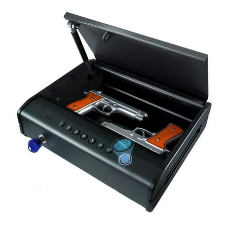 PINEWORLD Biometric Fingerprint Pistol Safe for Nightstand Home and Car