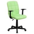 thumbnail image 2 of Flash Furniture Mid-Back Green Quilted Vinyl Swivel Task Office Chair with Arms, 2 of 7