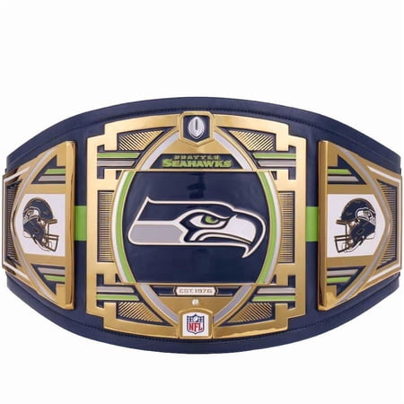 Seattle Seahawks Championship Belt Metal Plates Hand-Tooled Leather Strap Adult Size Collectible