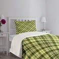 thumbnail image 5 of Ambesonne Green and Brown Quilted Bedspread Set 2 Pcs, Diagonal Tartan, Twin Size, Fern Green Brown, 5 of 6