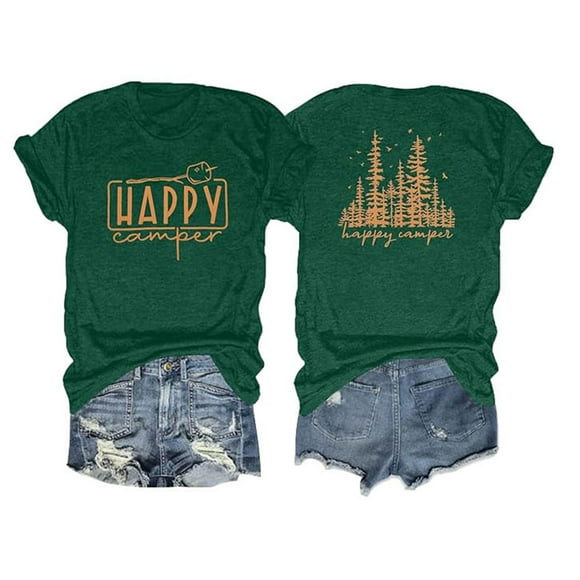 TSADFHJI Cute Tops for Women Summer Women's Summer Popular Round Neck Cedar Tree Print Comfortable T Shirt Xxl Light Green
