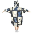 thumbnail image 2 of FORMRS Wearable Blanket Hoodie with Sleeves for Kids Cozy Flannel Sweatshirt, Black and Blue Cat, 2 of 7