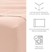 Comfort Canopy 6-Piece Sheet Set - Ultra Soft Deep Pocket (Extra Pillowcases!) Queen, Blush